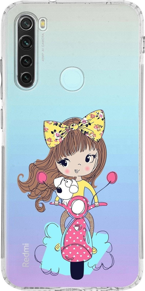 Xiaomi Redmi Note 8 Kamera Korumalı Kapak Vespagirl Tasarımlı Şeffaf Kılıf