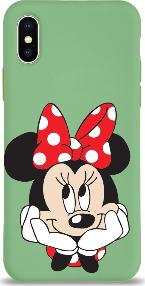 Apple Iphone Xs Max Lansman Kılıf Minnie Mouse Tasarımlı Altı Kapalı Içi Kadife Kaplı Kapak
