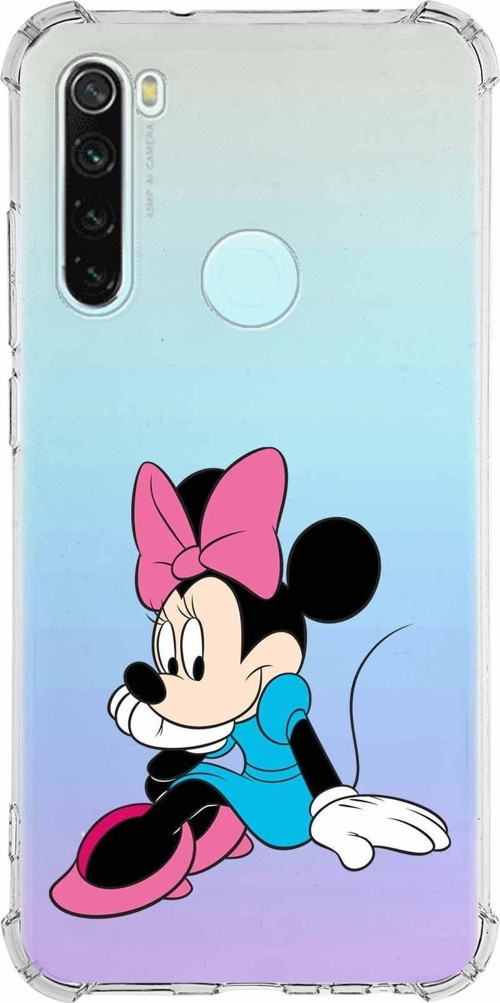 Xiaomi Redmi Note 8 Köşe Korumalı Antişok Kapak Minnie Mouse Tasarımlı Şeffaf Kılıf