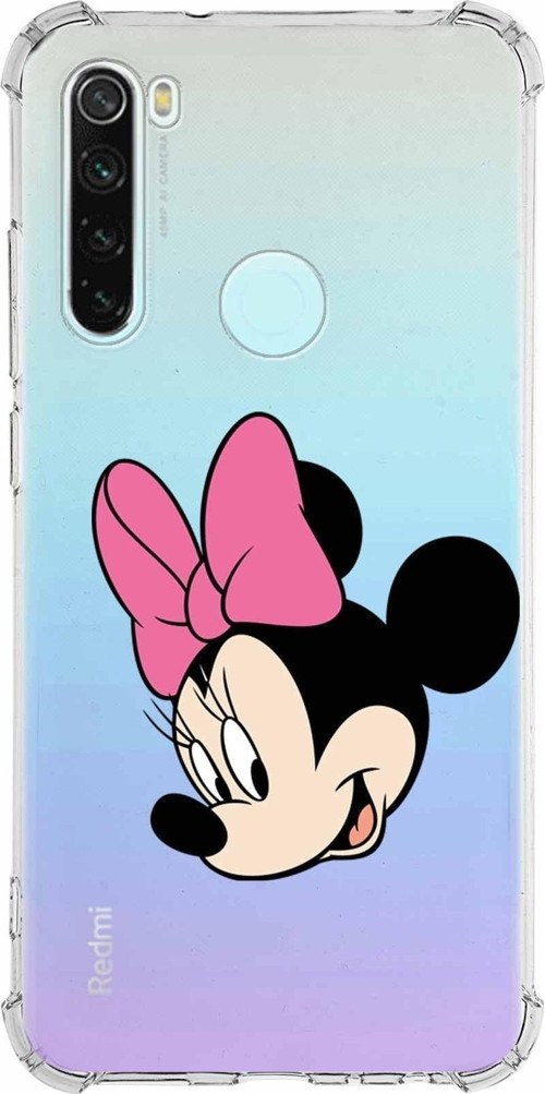 Xiaomi Redmi Note 8 Köşe Korumalı Antişok Kapak Minnie Mouse Tasarımlı Şeffaf Kılıf