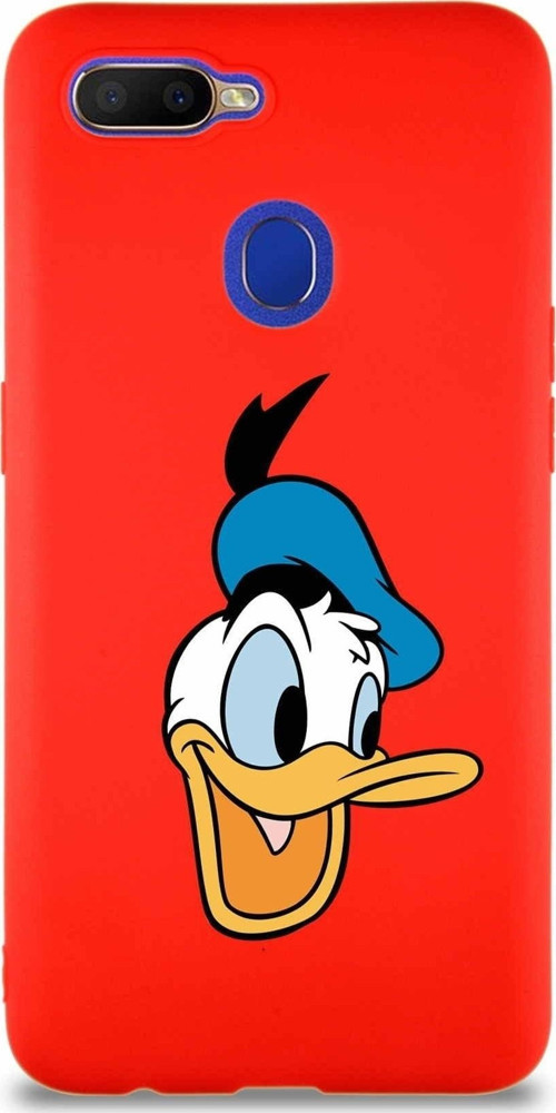 Oppo A5S Soft Premier Kapak Donald Duck-A Tasarımlı Silikon Kılıf - Kırmızı