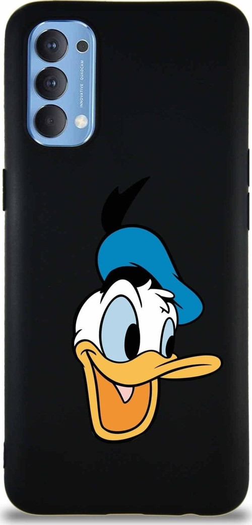 Oppo Reno 4 Soft Premier Kapak Donald Duck-A Tasarımlı Silikon Kılıf - Siyah