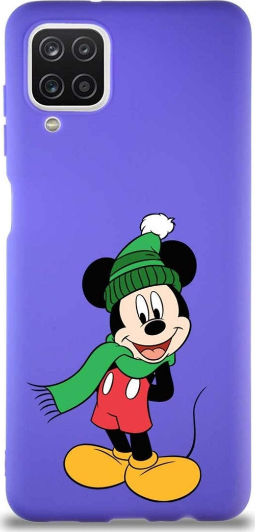 Samsung Galaxy A12 Soft Premier Kapak Mickey Mouse-G Tasarımlı Silikon Kılıf - Mor