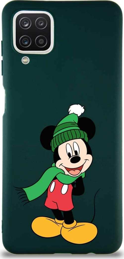 Samsung Galaxy A12 Soft Premier Kapak Mickey Mouse-G Tasarımlı Silikon Kılıf - Yeşil