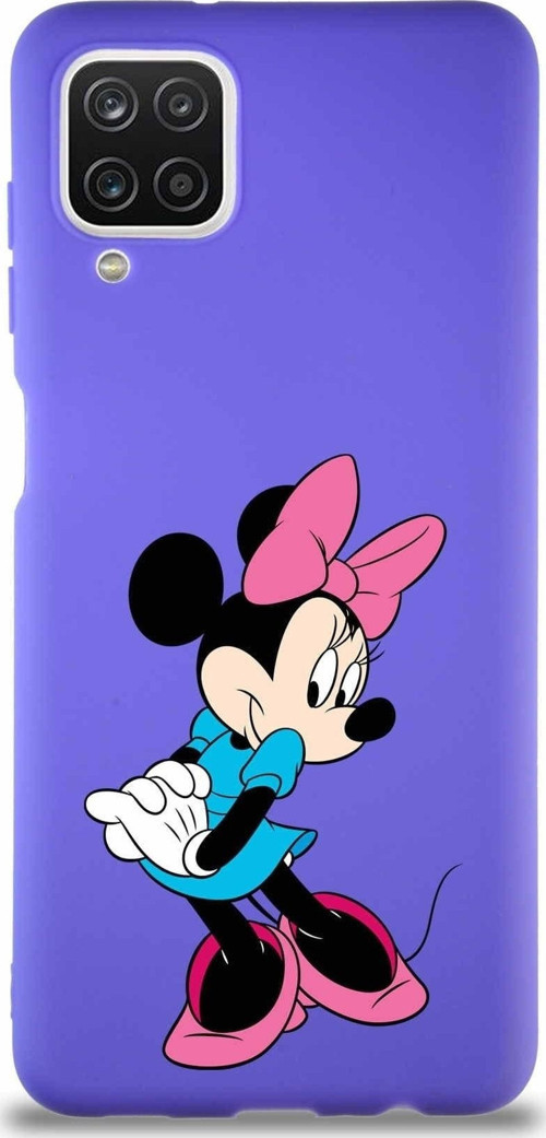 Samsung Galaxy A12 Soft Premier Kapak Minnie Mouse-F Tasarımlı Silikon Kılıf - Mor