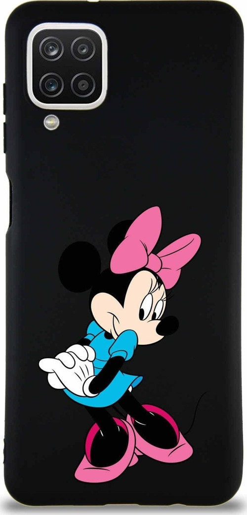 Samsung Galaxy A12 Soft Premier Kapak Minnie Mouse-F Tasarımlı Silikon Kılıf - Siyah