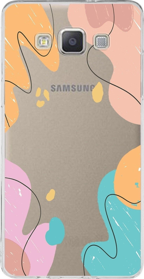 Samsung Galaxy A5 (2015) Uyumlu Kapak Karışık Renkler Tasarımlı Şeffaf Silikon Kılıf