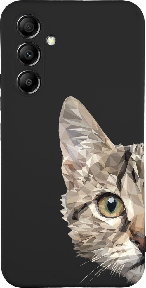 Samsung Galaxy A24 Uyumlu Lansman Kılıf Catface Tasarımlı Içi Kadife Kapak-Siyah