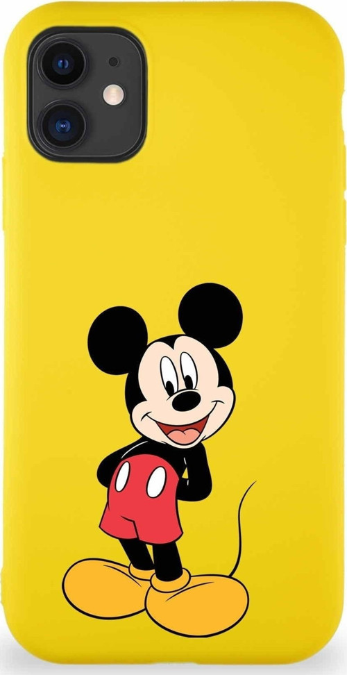 Iphone 11 Uyumlu Soft Premier Kapak Mickey Mouse-B Tasarımlı Silikon Kılıf - Sarı