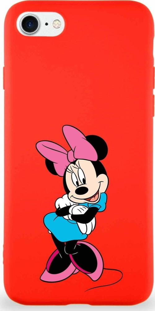 Iphone 7 Soft Uyumlu Premier Kapak Minnie Mouse-D Tasarımlı Silikon Kılıf - Kırmızı