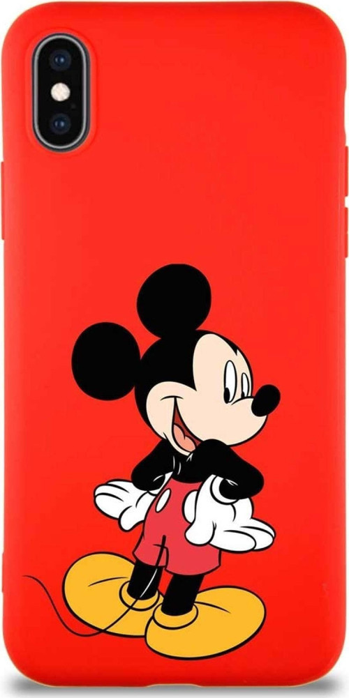 Printify Iphone X Uyumlu Soft Premier Kapak Mickey Mouse-D Tasarımlı Silikon Kılıf - Kırmızı
