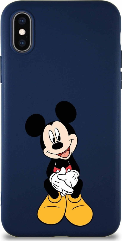 Iphone X Soft Uyumlu Premier Kapak Mickey Mouse-A Tasarımlı Silikon Kılıf - Lacivert