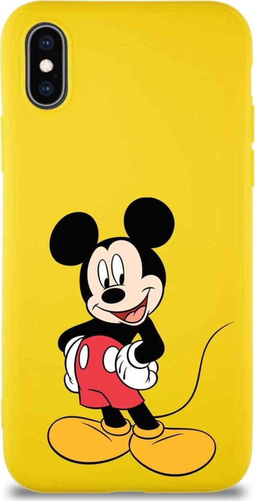 İphone X Soft Uyumlu Premier Kapak Mickey Mouse-E Tasarımlı Silikon Kılıf - Sarı
