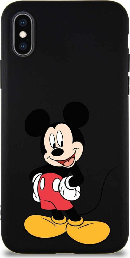 Iphone X Soft Uyumlu Premier Kapak Mickey Mouse-E Tasarımlı Silikon Kılıf - Siyah