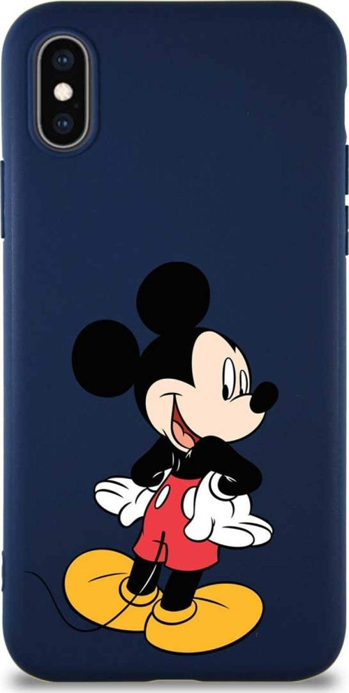 Printify Iphone X Uyumlu Soft Premier Kapak Mickey Mouse-D Tasarımlı Silikon Kılıf - Lacivert
