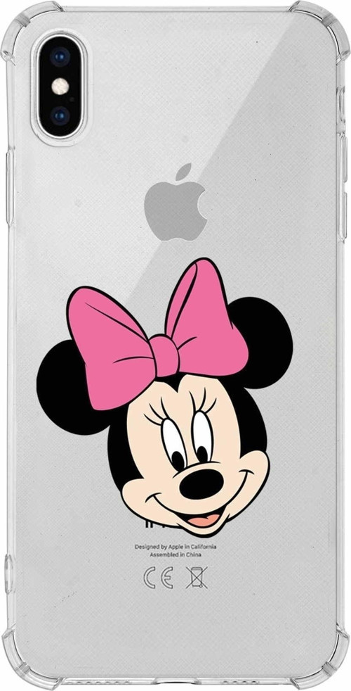 Iphone X Uyumlu Köşe Korumalı Antişok Kapak Minnie Mouse Tasarımlı Şeffaf Kılıf