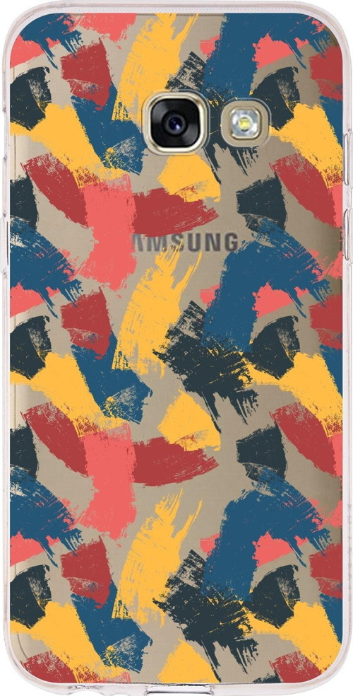 Samsung Galaxy A3 2017 Uyumlu Kapak Brushstroke Tasarımlı Şeffaf Silikon Kılıf