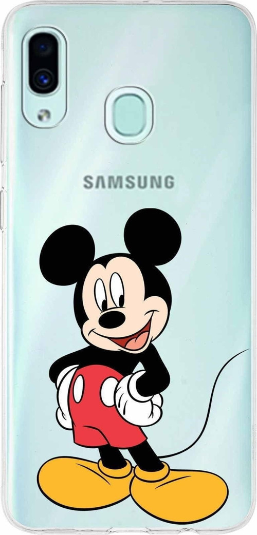 Samsung Galaxy A30 Kapak Mickey Mouse Tasarımlı Şeffaf Silikon Kılıf