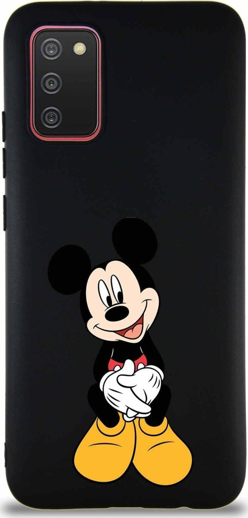 Samsung Galaxy A02S Soft Premier Kapak Mickey Mouse-A Tasarımlı Silikon Kılıf - Siyah