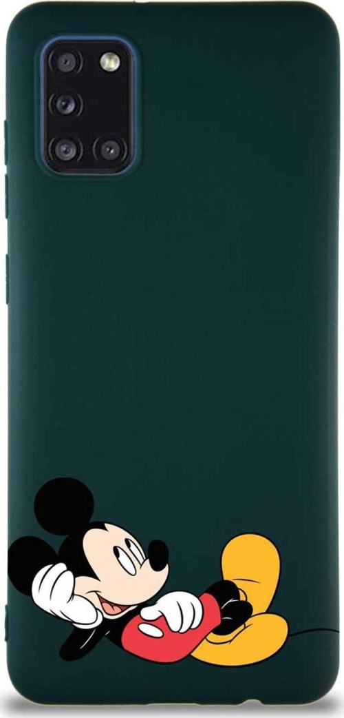Samsung Galaxy A31 Soft Premier Kapak Mickey Mouse-F Tasarımlı Silikon Kılıf - Yeşil