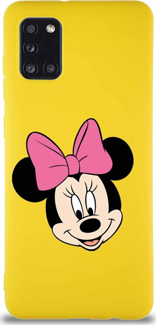 Samsung Galaxy A31 Soft Premier Kapak Minnie Mouse-C Tasarımlı Silikon Kılıf - Sarı