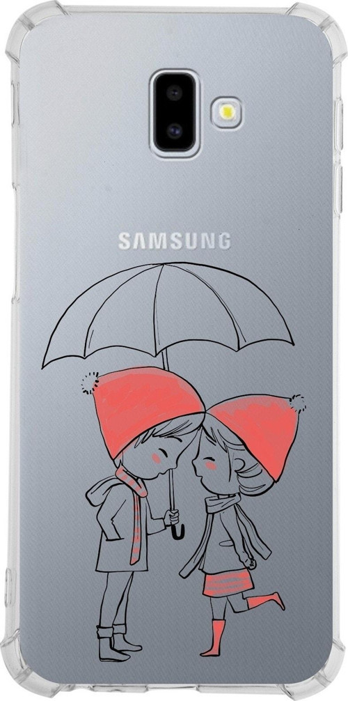 Samsung Galaxy J6 Plus Köşe Korumalı Antişok Kapak Aşk Tasarımlı Şeffaf Silikon Kılıf