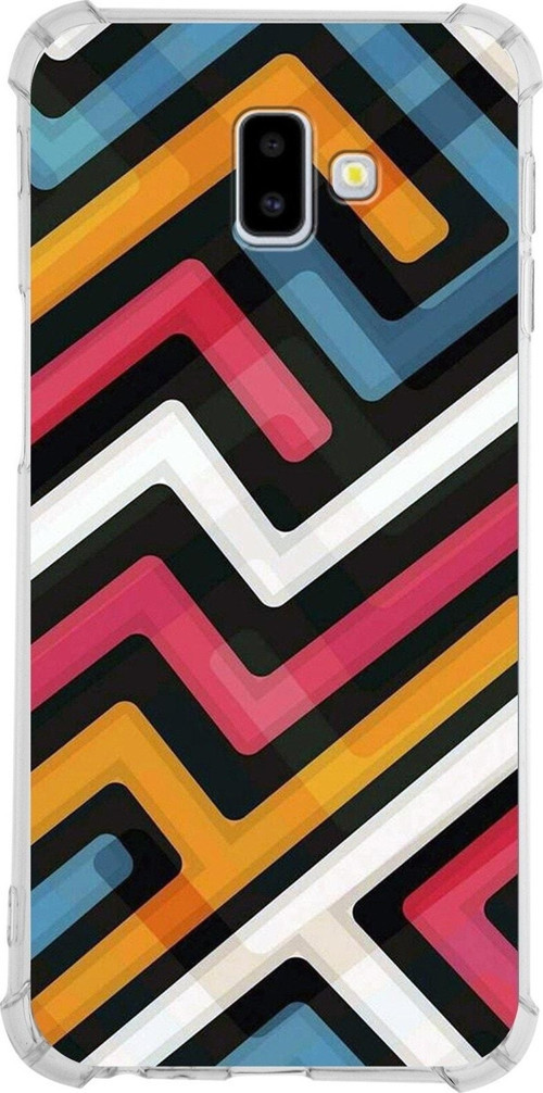 Samsung Galaxy J6 Plus Köşe Korumalı Antişok Kapak Labirent Grafiti Tasarımlı Şeffaf Kılıf