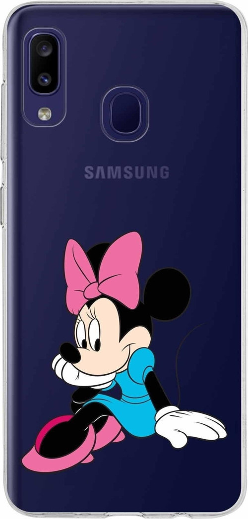 Samsung Galaxy M10S Kapak Minnie Mouse Tasarımlı Şeffaf Silikon Kılıf