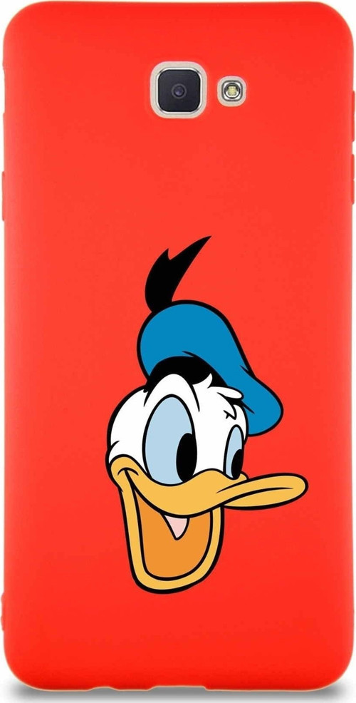 Samsung Galaxy J7 Prime 2 Soft Premier Kapak Donald Duck-A Tasarımlı Silikon Kılıf - Kırmızı