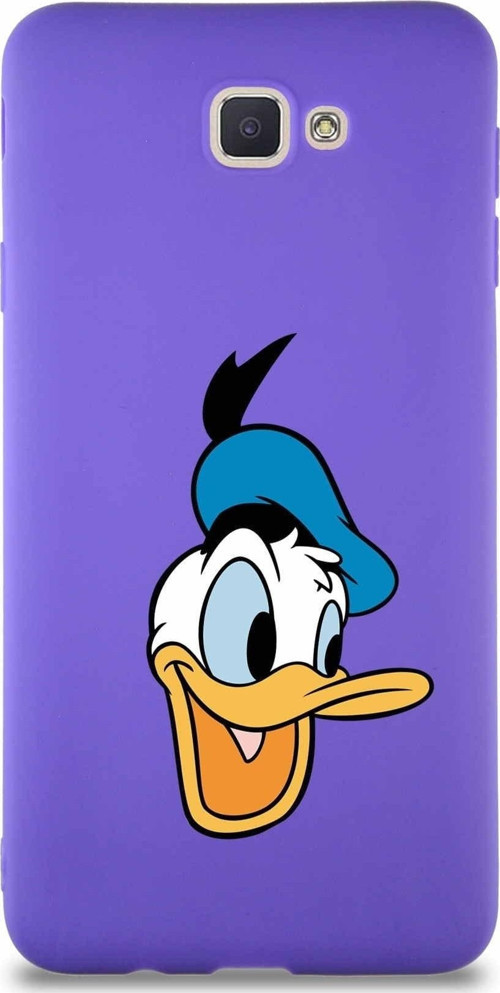 Samsung Galaxy J7 Prime 2 Soft Premier Kapak Donald Duck-A Tasarımlı Silikon Kılıf - Mor