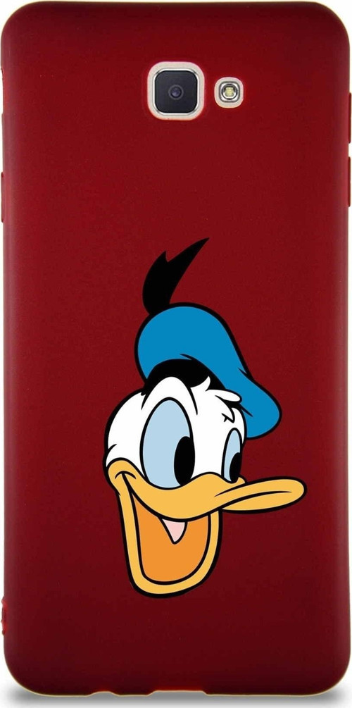 Samsung Galaxy J7 Prime 2 Soft Premier Kapak Donald Duck-A Tasarımlı Silikon Kılıf - Mürdüm