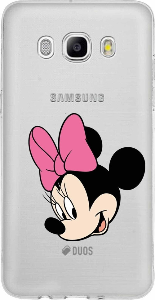 Samsung Galaxy J5 2016 Kapak Minnie Mouse Tasarımlı Şeffaf Silikon Kılıf