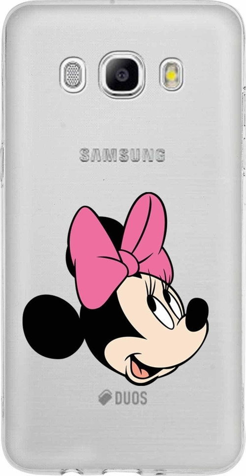 Samsung Galaxy J5 2016 Kapak Minnie Mouse Tasarımlı Şeffaf Silikon Kılıf