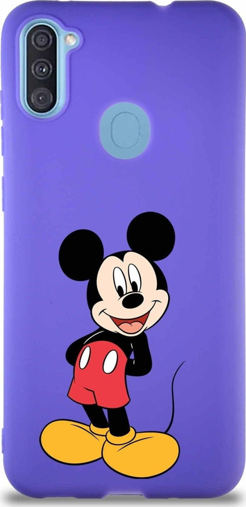 Samsung Galaxy M11 Soft Premier Kapak Mickey Mouse-B Tasarımlı Silikon Kılıf - Mor