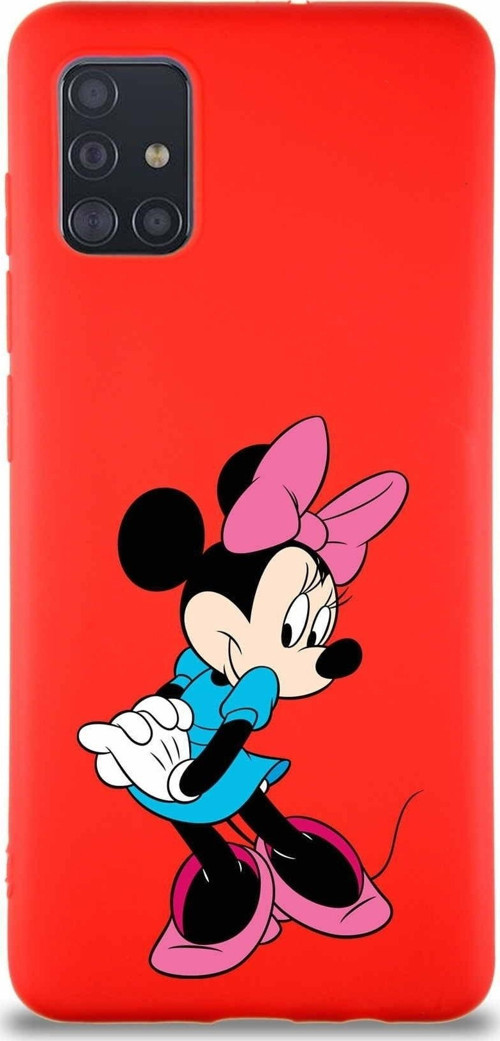 Samsung Galaxy M31S Soft Premier Kapak Minnie Mouse-F Tasarımlı Silikon Kılıf - Kırmızı
