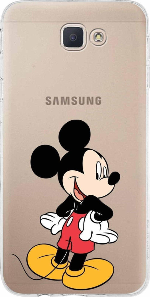 Samsung Galaxy J5 Prime Kapak Mickey Mouse Tasarımlı Şeffaf Silikon Kılıf