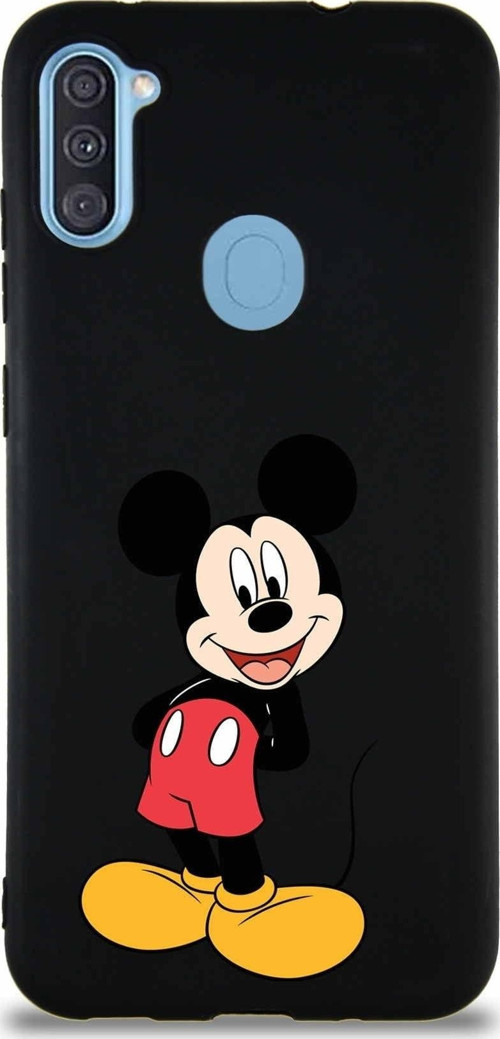 Samsung Galaxy M11 Soft Premier Kapak Mickey Mouse-B Tasarımlı Silikon Kılıf - Siyah