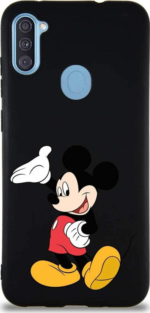 Samsung Galaxy M11 Soft Premier Kapak Mickey Mouse-C Tasarımlı Silikon Kılıf - Siyah