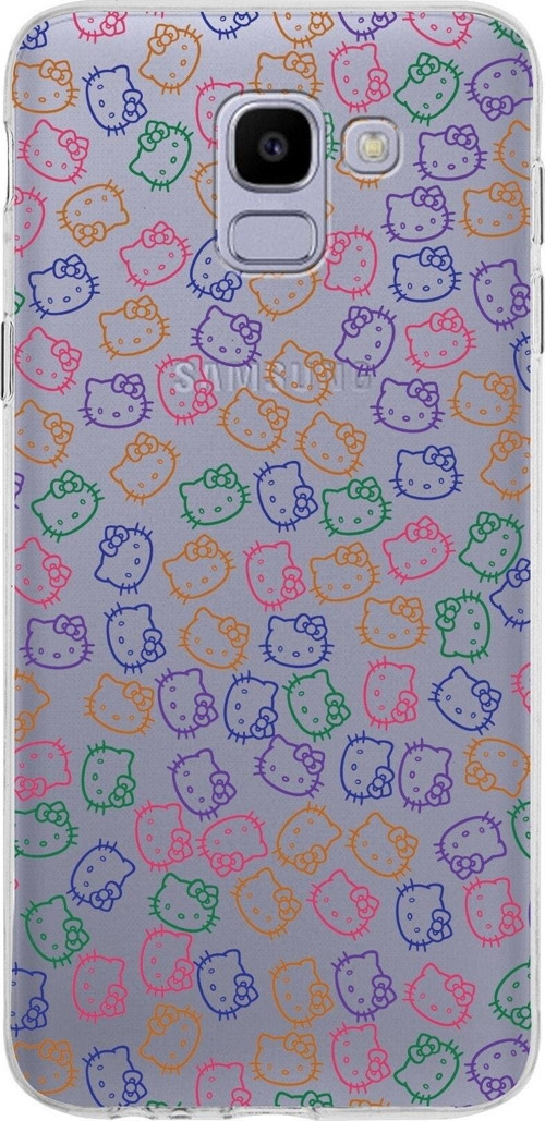 Samsung Galaxy J6 Kapak Hello Kitty Tasarımlı Şeffaf Silikon Kılıf
