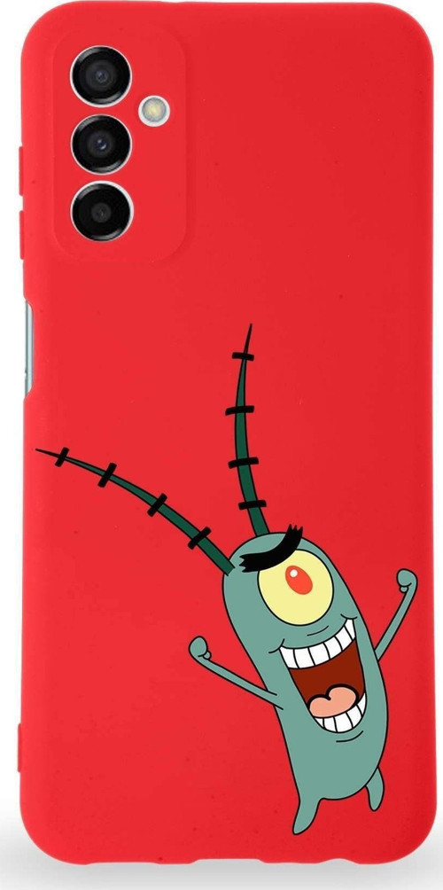 Samsung Galaxy M23 Uyumlu Lansman Kılıf Altı Kapalı Içi Kadife Plankton Tasarımlı Kapak