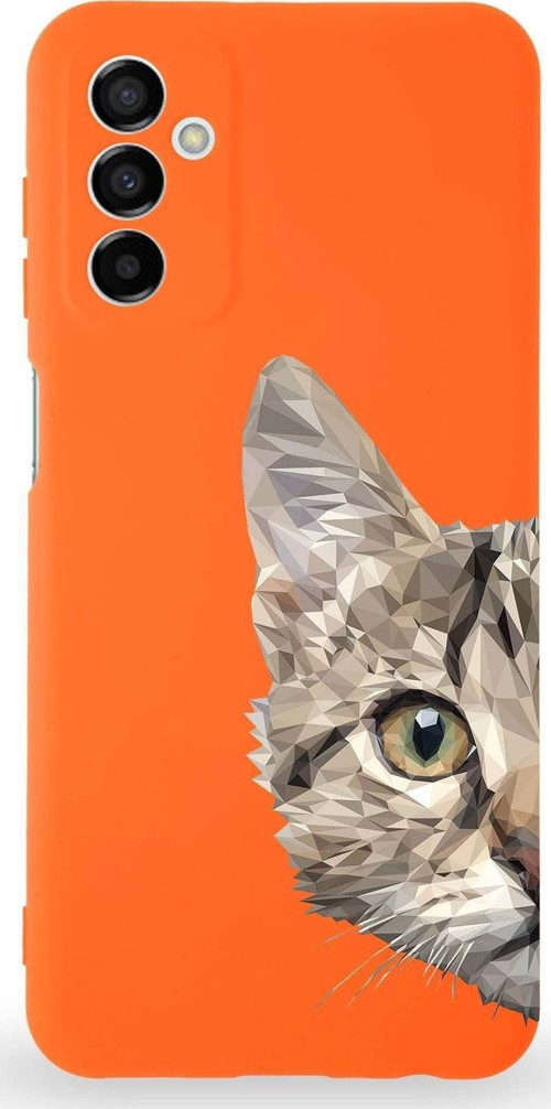 Samsung Galaxy M23 Uyumlu Lansman Kılıf. Altı Kapalı Içi Kadife Catface Tasarımlı Silikon Kapak
