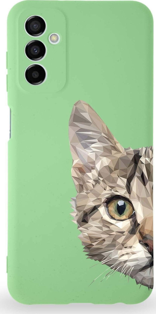 Samsung Galaxy M23 Uyumlu Lansman Kılıf. Altı Kapalı Içi Kadife Catface Tasarımlı Silikon Kapak