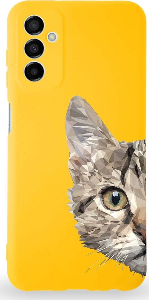 Samsung Galaxy M23 Uyumlu Lansman Kılıf. Altı Kapalı Içi Kadife Catface Tasarımlı Silikon Kapak