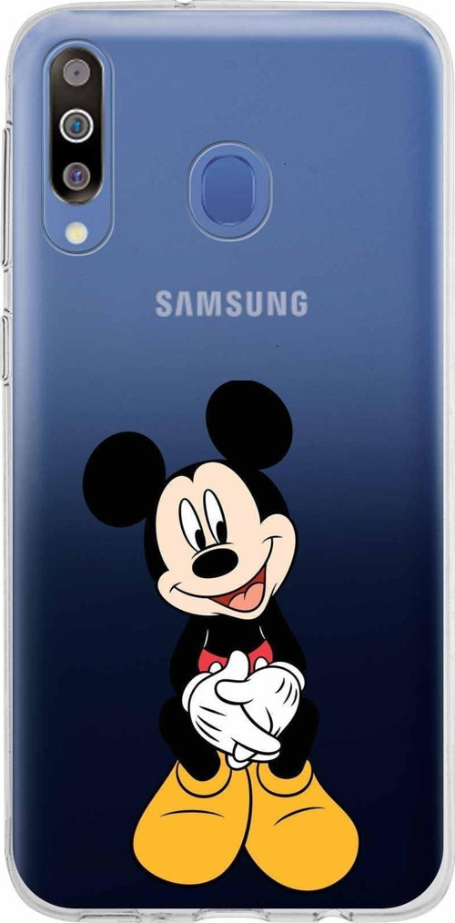 Samsung Galaxy M30 Kapak Mickey Mouse Tasarımlı Şeffaf Silikon Kılıf