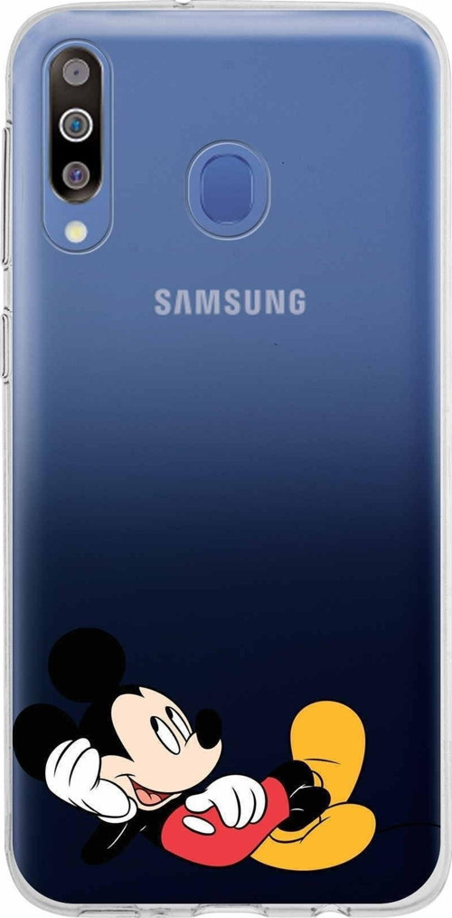 Samsung Galaxy M30 Kapak Mickey Mouse Tasarımlı Şeffaf Silikon Kılıf
