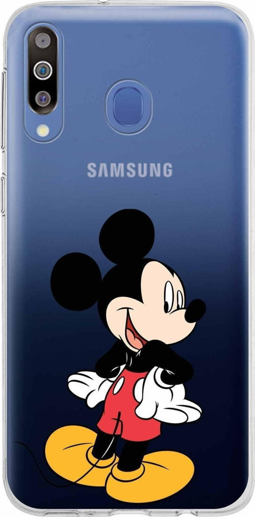 Samsung Galaxy M30 Kapak Mickey Mouse Tasarımlı Şeffaf Silikon Kılıf