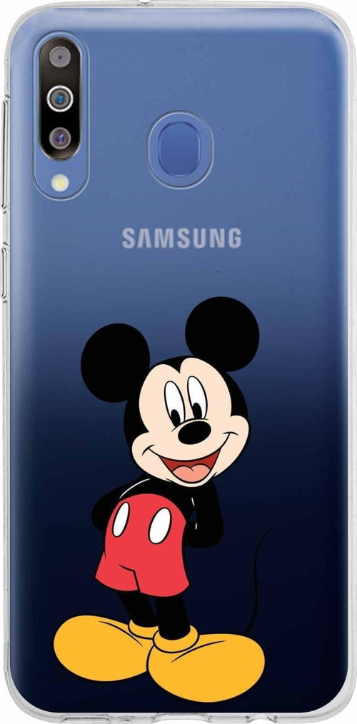 Samsung Galaxy M30 Kapak Mickey Mouse Tasarımlı Şeffaf Silikon Kılıf