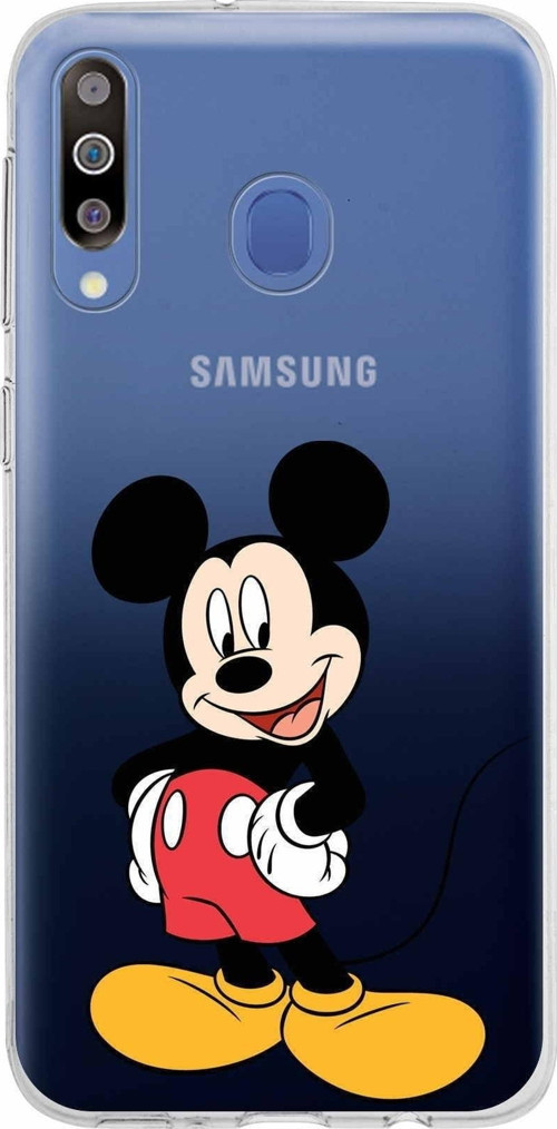 Samsung Galaxy M30 Kapak Mickey Mouse Tasarımlı Şeffaf Silikon Kılıf