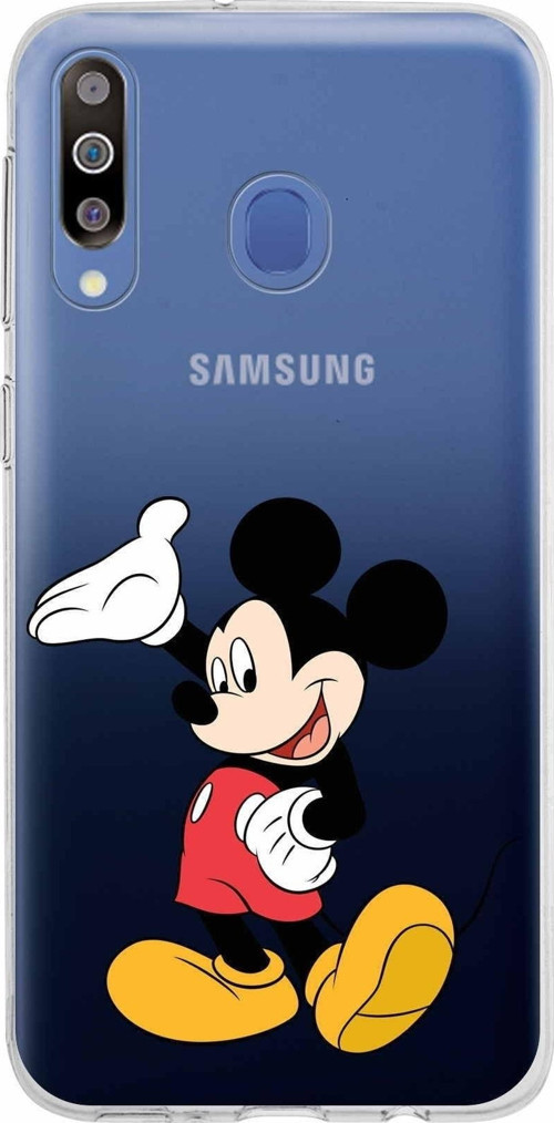 Samsung Galaxy M30 Kapak Mickey Mouse Tasarımlı Şeffaf Silikon Kılıf