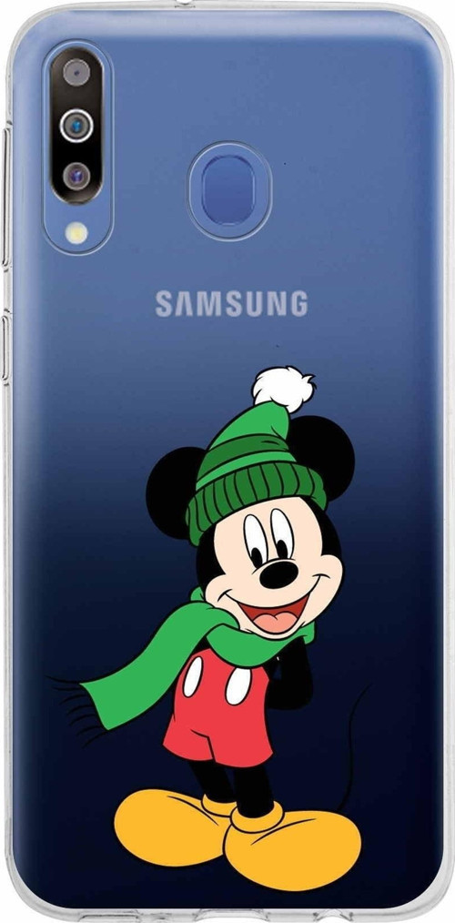 Samsung Galaxy M30 Kapak Mickey Mouse Tasarımlı Şeffaf Silikon Kılıf